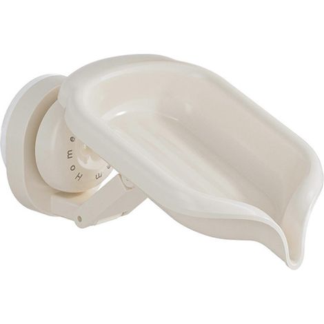 Porte-savon pour douche. Fixation murale sans perçage, en quelques secondes. Gain de place assuré. Blanc laiteux. (1/5)