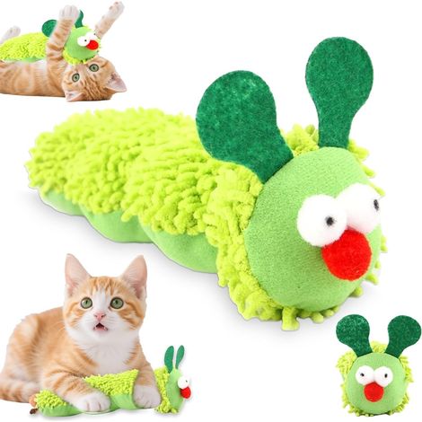 Juguete interactivo de hierba gatera con forma de gato, juguete de felpa de hierba gatera, animales adorables para reducir el aburrimiento, para el cuidado dental, promueve el ejercicio felino. (1/5)