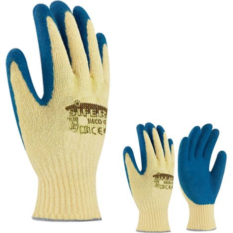 Sifer-Handschuh aus rauem Latex und blauer schnittfester Baumwolle T-9 Sieco/Goliat