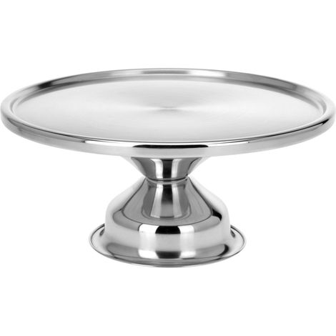 Edelstahl Tortenständer mit Fuß - 33 cm - Metall Servierplatte für Kuchen und Torten - Kuchenplatte Servierständer Tortenplatte Kuchenständer Servierplatte für Torte Kuchen Muffins Dessert