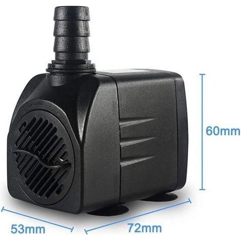 Tauchpumpe, Springbrunnenpumpe, ultraleise Wasserpumpe mit 1,5 m langem Netzkabel, 1 Düse für Aquarien, Fischbecken, Statuen, Hydrokultur, 15 W (1/4)