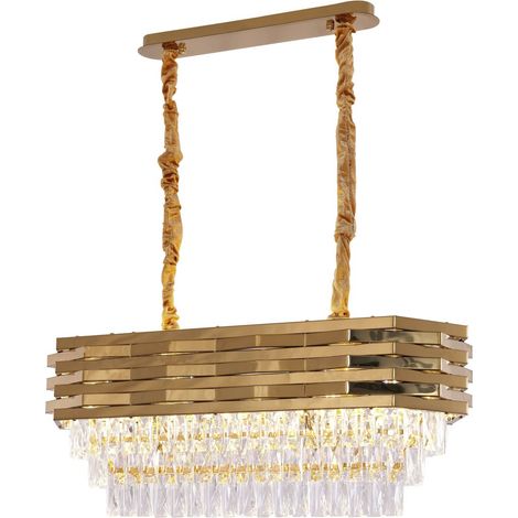 Suspension Luminaire pour Table à Manger en Verre et Métal Doré Rectangulaire 80 x 30 cm - PANGIVO