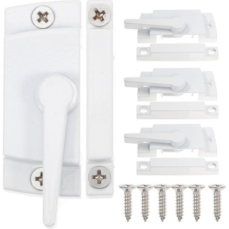 4pièces Verrous Pour Fenêtres Coulissantes Blancs Serrures Sûres à Côté Gauche Avec Base Quincaillerie Robuste Pour Sécurité Et Protection Des Fenêtres Installation Facile Avec Vis