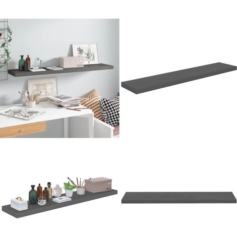 Schweberegal Hochglanz-Grau 120x23,5x3,8 cm MDF - Schweberegal - Wandregal - Regal Grau - Modernes Regal - Wohnwandregal - Home & Living (1/5)