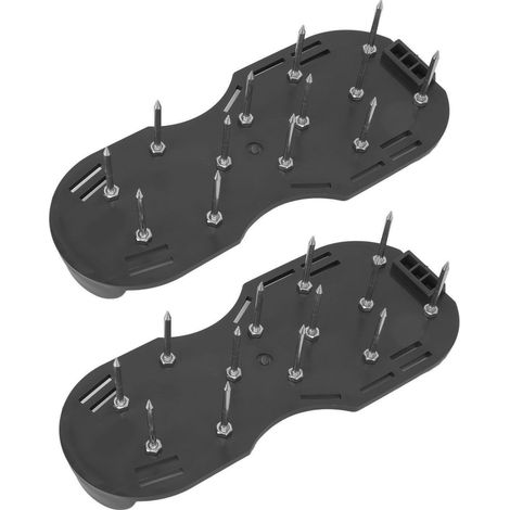 Rasenlüfterschuhe mit Stollen, Gartenvertikutiergerät, schwarze Lüftungsschuhe (4 Riemen + Gummibänder) (1/5)