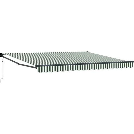 Store banne rétractable, vert et blanc, 400 x 300 cm (1/5)