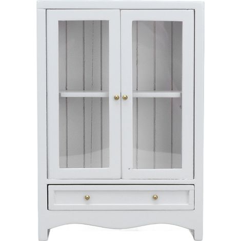 Armoire miniature 1:12 pour maison de poupée en bois avec double porte et étagère (1/5)