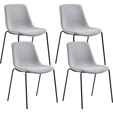 Set di 4 sedie con gambe in ferro senza braccioli grigio Tiller