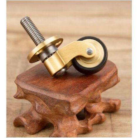 Lot de 2 roulettes universelles en laiton massif Roues pivotantes en caoutchouc Tige filetée pour installation rapide Pour pieds de piano et canapés (1/5)