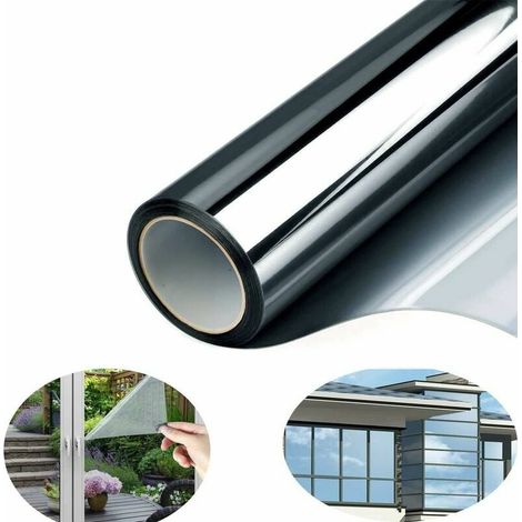 Film Fenêtre - Miroir Sans Tain - Anti UV 97% - Réduction Chaleur 85% - Protection Vie Privée Jour - Auto-Adhésif PVC - 40 x 200 cm
