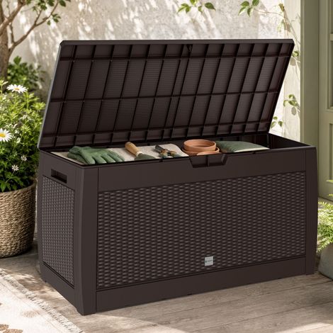 CASARIA® Gartenbox UV-beständig 310L Haltegriffe Rollen Terrasse Balkon Wohnzimmer Wintergarten Truhe Gartenbox Kissenbox 119x48cm Rattan oder