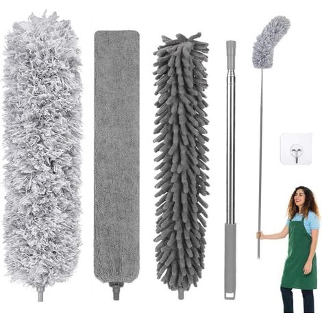 Plumeau télescopique lavable jusqu'à 254cm, nettoyeur de toiles d'araignées, pour plafonds hauts (1/4)