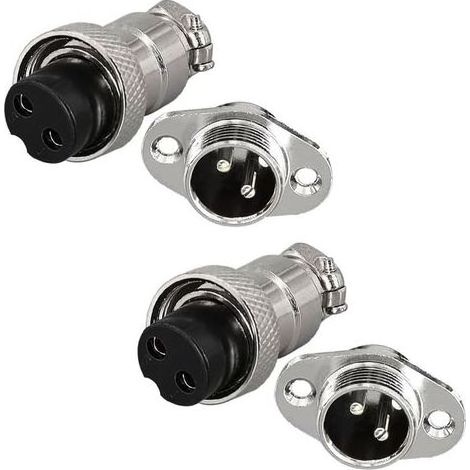 2 pièces GX16 2 Broches Aviation Connecteur,16mm souder Mâle et Femelle Panneau Câble Connecteur d'aviation (GX16 2 Pin) (1/5)