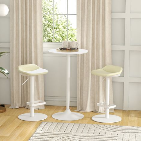 Bartisch Stahl Weiß Ø60x102 cm, rund, mit lackierter MDF-Tischplatte (1/3)