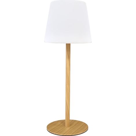 Lampe à poser led imitation bois rechargeable USB (H40cm) (1/5)