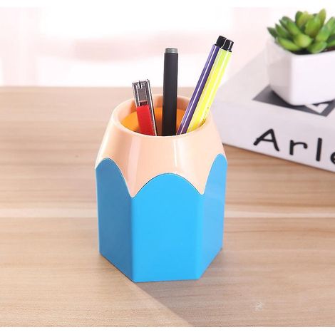 joli Porte-stylo Tte De Crayon (bleu), Seau De Rangement Pour Bureau De Papeterie, Pot Crayons, Pinceau De Maquillage, Vase, Porte-stylo Cratif, (1/5)