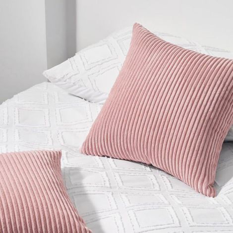 2pcs Housse de Coussin 5050 Jaune en Velours Ctelé Infroissable Motif Rayé Housses pour Coussin Lombaire Fauteuil(rose clair) (1/4)