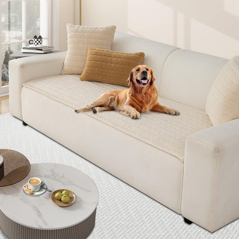 Thick Sherpa Fleece Sofa Cover, New Universal Sofa Seat Covers, Non-Slip Sofa Covers, Furniture Protector for Living Room (Beige, 70x240cm) (1/5)
