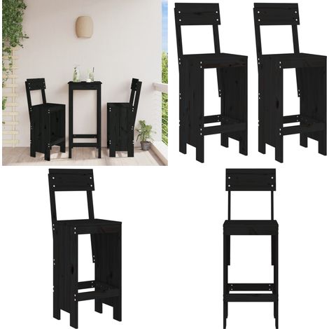 Tabourets de bar lot de 2 noir 40x48,5x115,5 cm bois massif pin - Tabouret De Bar - Tabourets De Jardin - Mobilier De Jardin - Chaises De Jardin - Bois Massif - Home & Living (1/5)