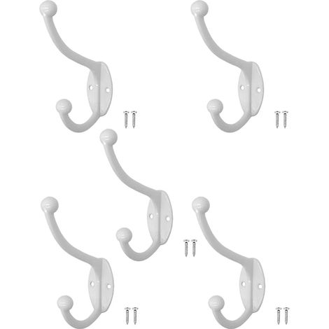 Iron Wall Hooks for Coat Towel Rack, White (1/4)