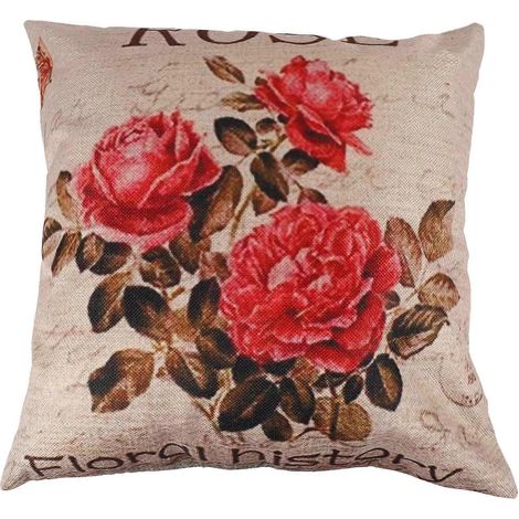 Housse de coussin décorative en lin (3 roses) pour canapé et maison. (1/5)