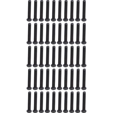 Lot de 50 vis à métaux tête ronde DIN 7985 en acier zingué noir, entièrement filetées M3x20 (1/5)