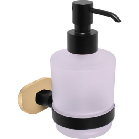 Distributeur de savon mural YUKON en verre et laiton noir doré 200 ml (1/4)