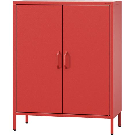 Jan Nowak Kommode mit Doppeltür VITO Sideboard 2 türig kleiner Schrank mit Beinen Magnetverschluss verstellbare Einlegeböden Metall Wohnzimmer Flur, 80 x 101,5 x 40 cm, Seegrün VITO Sideboard 2 türig  (1/5)