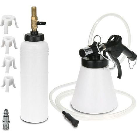 Purgador de frenos de aire, purgador de líquido de frenos de 1 L con botella de recarga, kit de purga y cambio de líquido de frenos para automóviles, 90-120 PSI (1/5)