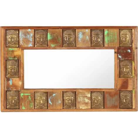 Maison Exclusive - Specchio Decorato con Buddha 80x50cm Legno Massello di Recupero