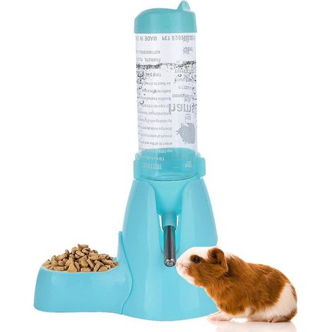 Distributeur automatique d'eau en bouteille pour petits animaux (hamster, rat, cochon d'Inde, furet, lapin, etc.) (125 ml, bleu) (1/5)