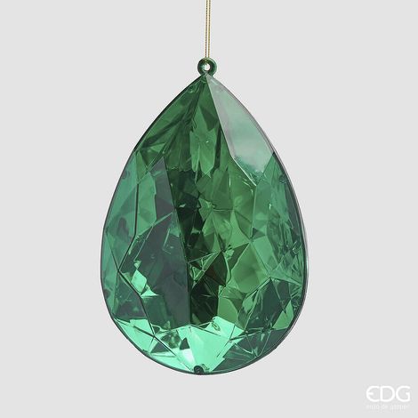 EDG Enzo De Gasperi Decoro Diamante Rettangolare di Natale da Appendere H 19 Cm L 12,5 Cm L 7,5 Cm Pp Emerald Green