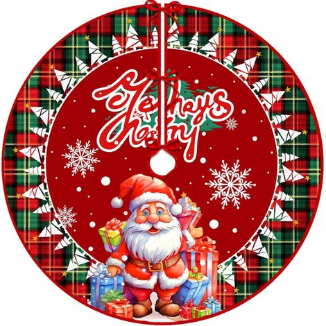 Jupe de sapin de Noël 2026, décorations de Noël, jupe de sapin à imprimé dessin animé, tablier de base pour sapin de Noël - Diamètre 90 cm - B-1