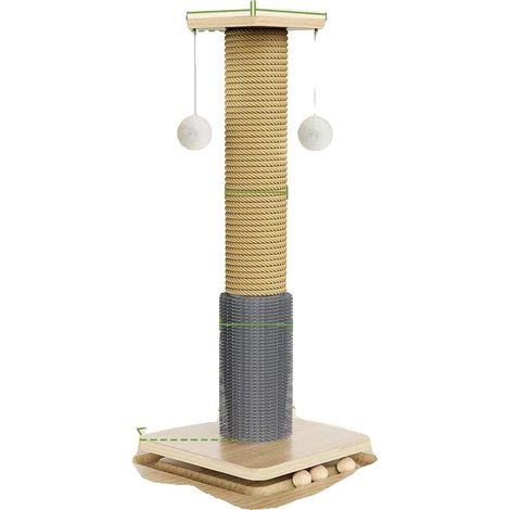 Planche à gratter pour chat, en bois massif, caractéristiques de jouet interactif, Marron (1/2)