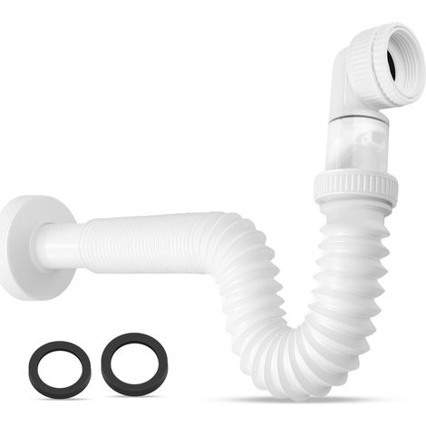 Kit de lavabo avec siphon - Tuyau d'égout flexible G1 1/4 avec siphon et design de siphon - Évier extensible 380-930 mm - Idéal pour les espaces étroits et les éviers (1/5)