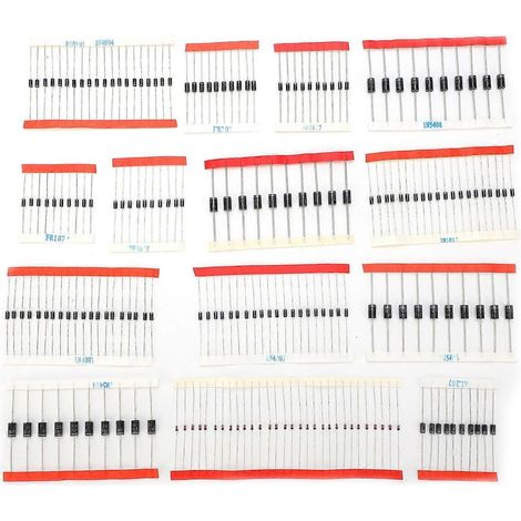 200-teiliges Dioden-Sortiment, 14 verschiedene elektronische Bauteile, Silberlegierung, Industriebedarf