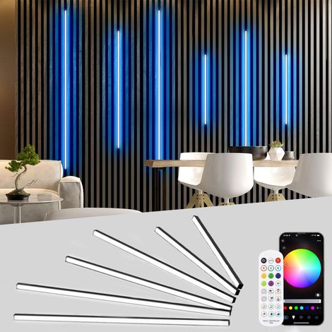 Bandes LED RVB pour Panneaux Acoustiques, 6 Ruban Led Cuisine LED Noires Compatibles, Encastré Bande LED Autocollante pour Panneaux Acoustique Bois, Mural (402+602+902 cm) (1/5)
