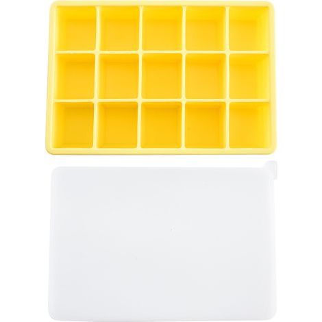 Bacs à glaçons, Plateaux à Glace réutilisables pour congélateur, 15 moules à glaçons Flexibles en Silicone avec Couvercle Amovible pour Boisson,Jaune (1/5)
