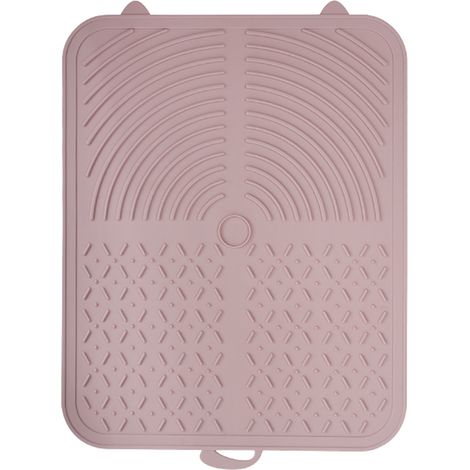 Tapis à lécher pour chien, soulagement de l'anxiété, résistant à la chaleur, sans odeur, en Silicone, pour animaux de compagnie, alimentation lente, pour chat, gris rosé pâle (1/5)