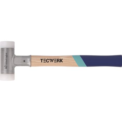Maillet sans rebond L.350mm Tête-D.30mm Hickory Nylon dur blanc TECWERK (1/3)
