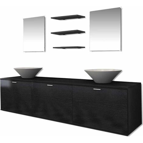 Maison Exclusive - Set Mobili da Bagno con Lavabo 8 pz Nero
