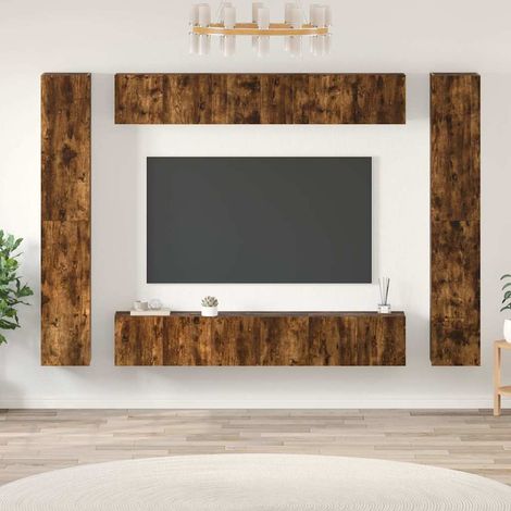 Ensemble de meubles TV 10 pcs pour Salon - Armoire TV Chêne fumé Bois d'ingénierie BV208563 - BonneVie (1/5)