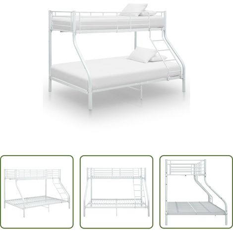 Metallbett - Etagenbettgestell Weiß Metall 140x200 cm/90x200 cm (1/5)
