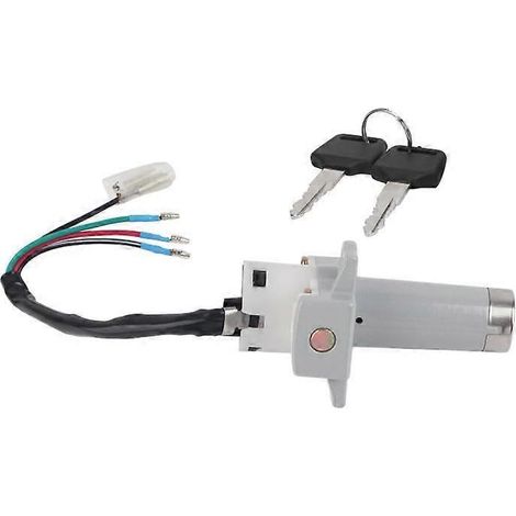 Contacteur d'allumage pour moto, antivol d'allumage à 4 fils avec 2 clés, en alliage d'aluminium ABS, compatible avec la tension automobile. (1/4)