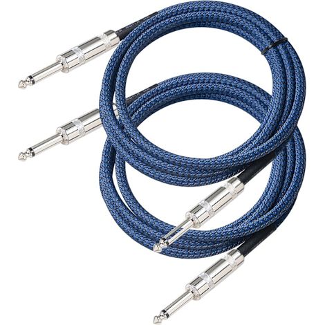 Lot de 2 câbles de guitare de haute qualité de 1,8 m, universels, à faible bruit et flexibles, pour une utilisation intérieure et extérieure. (1/4)