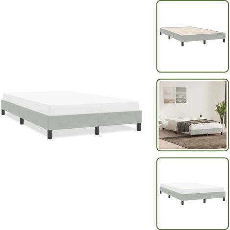 The Living Store Bettgestell ohne Matratze Hellgrau 120x220 cm Samt - Samt (1/5)