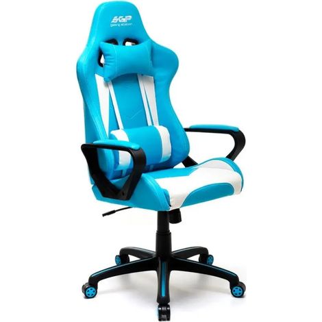 Gaming-Stuhl blau 51x48x46h cm, ergonomisch mit Gaslift und Kissen