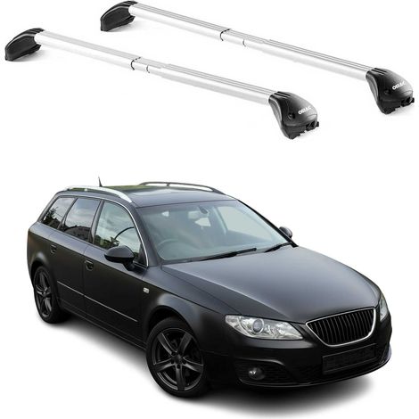 OMAC Barres de toit transversales certifiées TÜV pour Seat Exeo Break 2008-2013 – Verrouillables (4 antivols) – Charge max 100 kg – Sangle inox + protection caoutchouc Argent (1/4)