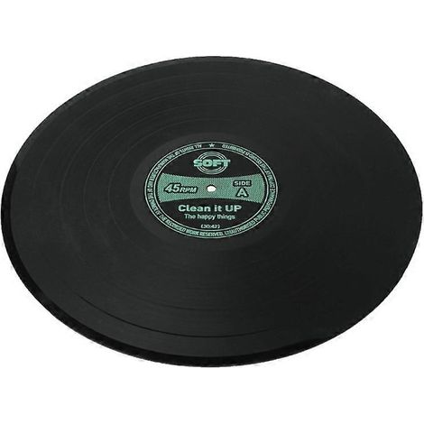 Dessous de verre rond en silicone résistant à la chaleur, motif disque vinyle rétro, pour tasses à thé ou à café. Décoration pour la table. (1/5)