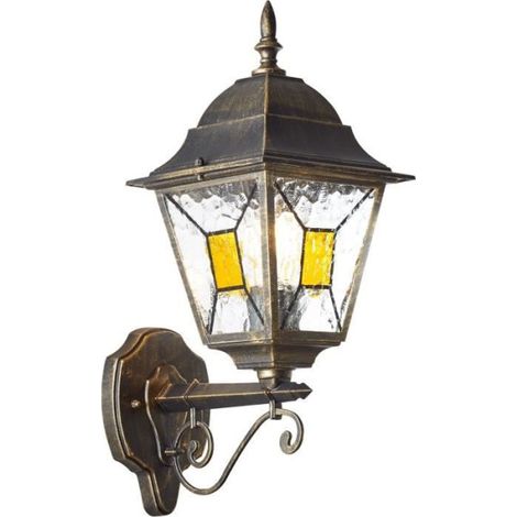 Applique extérieure montante - BRILLIANT - JANEL - métal/verre - noir dore - IP44 (1/3)